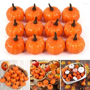 Decorative Flowers 12pcs Mini Foam Pumpkin Artificial Fake Vegetable Desk Wall Window Fall Harvest Decor Prop DIY Craft Home Party Supplies