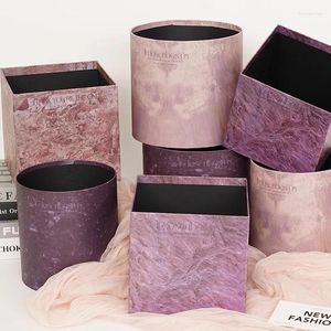 Wrap regalo San Valentino Originale Marble Purple Box Flowers Dispositivo di rosa Abbinata rotonda secchio di carta addensata cilindro fai -da -te