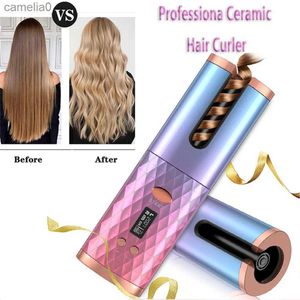 Colinhos de cabelo alisadores Wireless Automático Curling Hairler de cabelo USB Recarregável portátil LED de LED de temperatura LED Professiona Curler Newl231