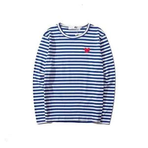 Para męska i żeńska długa wysokiej jakości designerka T-shirt Play Commes des Garcons haftowany sweter pullover love czarno-białe paski luźne 431