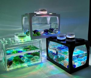 Akvarier Desktop Aquarium Fish Tank med Light Battery Type Small Supplies2129069