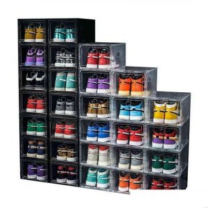 Storage Boxes Bins Storage Boxes Bins 6Pcs Large Shoe Box Stackable Display Der Heel Case Cabinet Sneaker Plastic Organizer Home Clo Dhdvc