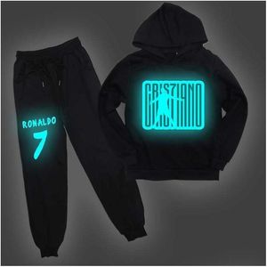 Giyim Setleri Cr7 Ronaldo Erkek Kız Kızlar Bahar Sonbahar Çocuk Kıyafetleri Hoodie Shirtaddpants 2pcs Trailsuit Çocuk Giysileri Jogging Suit 20 Dhmdy