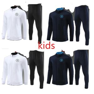 Kids Napoli Tracksuit Soccer Jersey Football Kit 2023 2024 SSC Naples AE7 D10S HOMMES Treinamento Formation Wear Formation