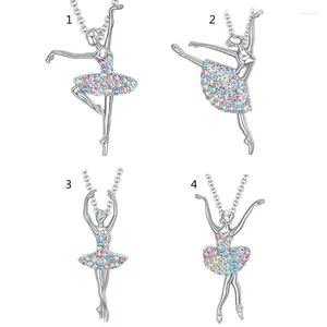 Charms Crystal Neckwear Colorful Zircon Choker Necklace Dancing Girl Charm Neck Chain