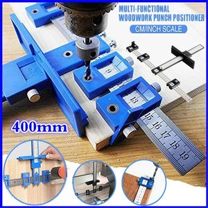 New Upgrade Drill Guide Punch Locator Installation Ruler Tool Hole Punch Jig Tool Center Drill Bit for Woodworking