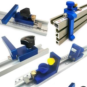 Professionellt handverktyg sätter träbearbetning Aluminiumstopp Miter Track T Slot Gauge Fence Connector Sågbordsskjutfästen Chute Drop D DHL3V