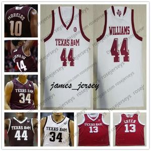 Jam NCAA Texas A&M Aggies #44 Robert Williams 0 Jay Chandler 13 Brandon Mahan 32 Josh Nebo White Red College Basketball Jerseys S-4XL