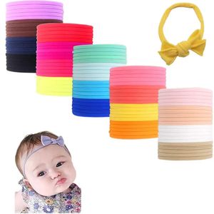 100pcs 20 Mix colorido de qualidade premium nylon bandana de cabeça macia e elástica para crianças bebês de bebê perfeitas DIY 231221