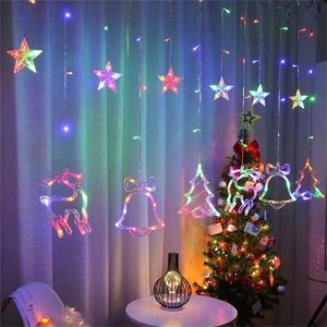 Dekorationer Ledgarland Christmas Deer Tree Clock Star String Fairy Tale Lamp Curtain Lamp inomhus Familj som samlar utomhusbröllopsdekoration 2