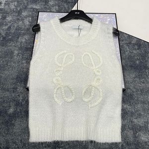 Kvinnors tröjor Designer Knitting Pullover Relief Letters Sticked Sleeveless Tree