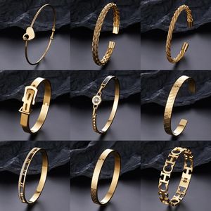 Fashion Stainless Steel Men Cuff Bracelets Bangles for Women Charm Accessories Retro Crystal Braided Bracelet Jewelry Gift 231221