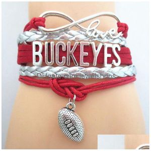 Charm Bracelets Schmuck Infinity Love Love Ohio Buckeyes Sport Football Team Armband Freundschaftsbänder B09006 Drop Lieferung Schmuck Br DH2SG