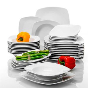 Malacasa-Serie Julia 36-teilige Porzellan-Abendessen Set-Abendessen-Suppe Dessertteller für 12 Personen 210706287g