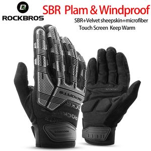 Rockbros Radsporthandschuhe Wärme Herbst Winterhandschuhe Windproof SBR Touchscreen Fahrradhandschuhe Vollfinger Schockdichte Sporthandschuhe 231221