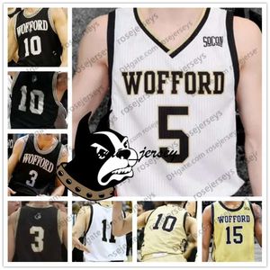 Jam Custom Wofford Terriers College Basketball Black Gold White Любое имя № 3 Флетчер Маги 33 Кэмерон Джексон 10 майки Натана Гувера