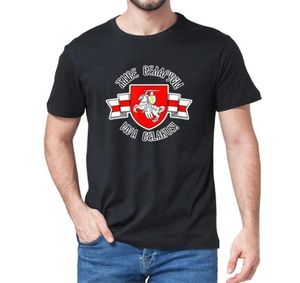 Białorus pogonya biała czerwono biała flaga symbol protestacyjny Men krótki rękaw Tshirt Cotton Gift Women Top Tee Unisex Tshirt 2103226640248