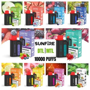 Top 1 Sunfire originale da sole 10000 sbuffi usa e getta e sigaretta dtl mtl 20ml pre -riempita 650 mAh dispositivo ricaricabile grande vapore 0mg 3mg 6mg 9mg enorme nave senza fumo