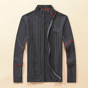 Advanced men's sweater autumn and winter knitted elastic thickened sweater men's business casual warm long sleeved zippered cardigan high neck jacket