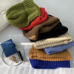 Basker ull beanies hatt mångsidig höst vinter stickad koreansk godis färg varm öronskydd japansk lös hög för kvinnor