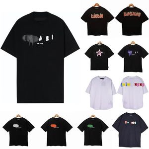 T -Shirt -Bären -Palmen gedruckt und sprüh Herzbrief Designer Bade Ape -Hemden 100% Baumwollmänner Damen T -Shirts Mode -Sprühfarbe Graffiti -Ärmeln locker