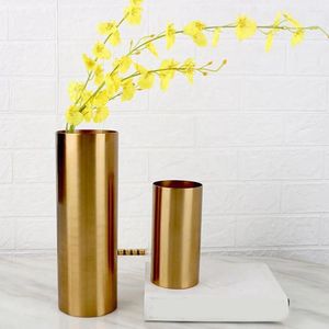 Vases Nordic Vase Cylindrical Metal Home Decoration Dry Flower Arrangement Ornaments Pot For Flowers