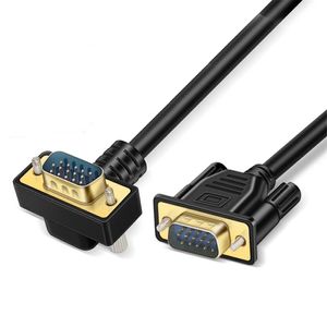 Black VGA cable, 15 pin elbow, computer host monitor cable, 90 degrees, 270 degrees, vga interface elbow connection cable