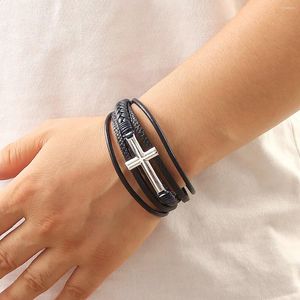 Trend Bangle Trend retro bransoletki dla mężczyzn skórzane wielowarstwowe ręcznie tkane alloy klamra Bransoletowa bransoletka Prezenty biżuterii chłopak