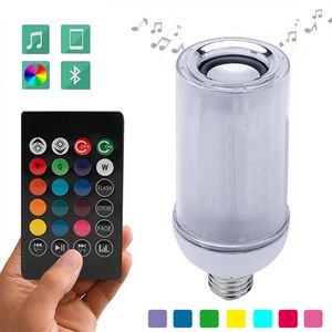 Żarówki Muzyka LED Light E27 Dimming Bluetooth głośnik Bluetooth RGB Flame Effect Lampa z 24 klawiszami zdalnym sterowaniem