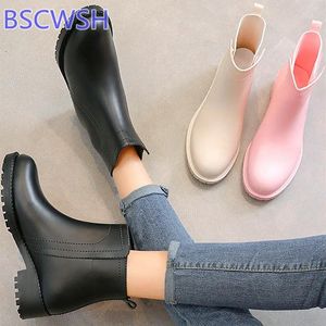 Ботинки дождевые ботинки женская мягкая толстая износостойкая резиновая обувь весна и летние модные короткие ботинки водонепроницаемы