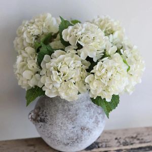 Decorative Flowers 20" Artificial Real Touch Hydrangea Stem In Cream White Faux Spring Branch Flower DIY Floral/Wedding/Home Floral