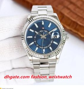 Męskie zegarek jubileuszowa bransoletka 42 mm Sky-Dweller 326934-0004 GMT Miesiąc Red Dot Workin Blue Dial zegarki