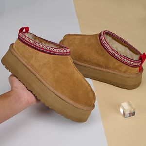 Угги с коробкой Uggslippers Tasman Tazz Uggliss Тапочки Женские меховые шлепанцы Tasman Классические ботинки Uggskid на платформе Слипоны Замшевые шерстяные зимние дизайнерские сапоги Ugglys 287