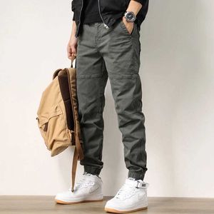 Mäns jeans retro last för män byxor kläder verktyg multi-fickor tvättade utomhus casual wear byxor stretchig jogger twill överdimensionerad mode j231222