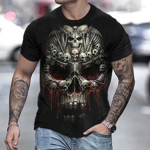 Camisetas masculinas crânio de verão t-shirts de estampa de streetwear Horror masculino Mulheres moda de tamanho curto camisa de manga curta