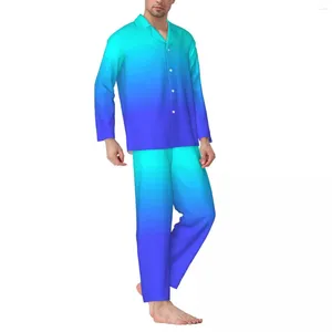 Pijama de roupas de dormir masculina Homens neon azul