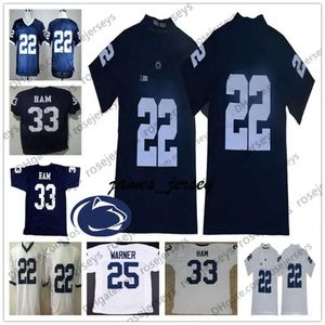 Jam Penn State Nittany Lions #22 John Cappelletti 25 Curt Warner 31 Paul Posluuszny 33 Jack Ham Marinha azul Branco PSU Vintage Jersey aposentada