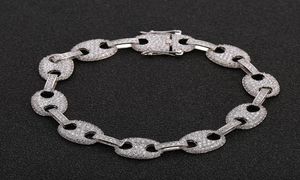Zircon Bead Chain Bracelet Tennis Copper Material Gold Silver Color Bling CZ Men Hip hop Bracelets4878388