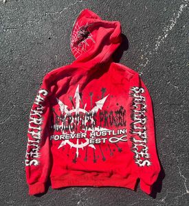 Erkek Hoodies Sweatshirts American Street Hip-Hop Giyim Kafatası Gotik Mektup Kaya Büyük Boy Hoodie Erkekler Y2K Punk Retro Rahat Gevşek Zipper Hoodie Kadınlar T231222