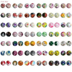 50pcs Silicone Beads 15mm Round Tie Dye Print Leopard Baby Teether Toys A Free for Pacifier Chain Molar Accessories 231221