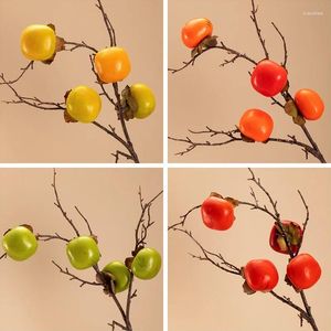 Party Decoration Artificial Persimmon Branches Fake Fruit Berries Branch Plants For Home Christmas Wedding Decorations