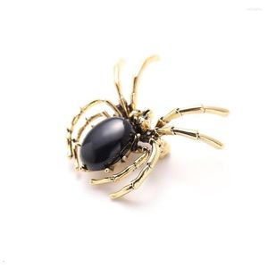 Pins, Brooches Brooches Spider Black Gem Brooch Women Bling Insect Pin Jewelry Wedding Party Gift Drop Delivery Jewelry Dhgvi