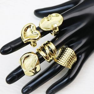 Band Rings 10Pcs Metallic Gold Plated Openable Geometric Rings Multi Design Simple Classic Finger Jewelry Gift 4 231222