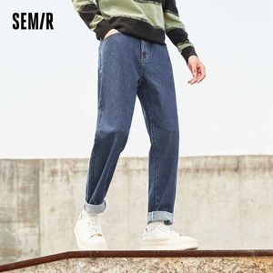 Herr jeans semir jeans män solid retro hong kong stil slim fötter man ny tvättade demin byxor trend ins j231222