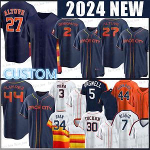 27 Jose Altuve 2 Alex Bregman Jersey de beisebol 44 Yordan Alvarez 30 Kyle Tucker Housons 3 Jeremy Pena 34 Nolan Ryan 5 Jeff Bagwell Craig Biggio Jose Abreu Frambber Valdez