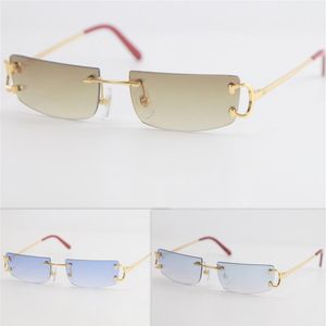 Metal Small Square Rimless Sunglasses Men Women C Decoration Unisex Eyewear for Summer Outdoor Traveling gold frame Size52-18-140231S