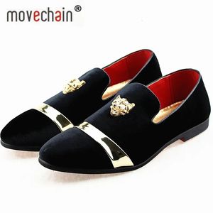 Fashion movechain Embroidery Men's Loafers Mens Casual Outdoor Driving Moccasins Shoes Youth Trendy Party Flats Sizes 38 1405