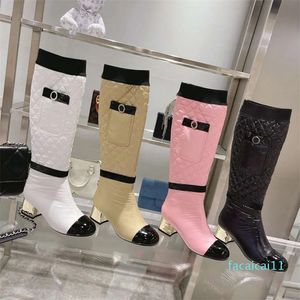 Leisure Women Fashion Down High Patent Leather Knee Boots Thick-heeled Warmth and Waterproof Bootss Wholesale Size 35-40