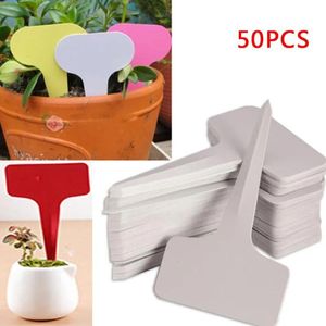 Supplies Other Garden Supplies 50pcs 6x10cm White Plastic PVC Plant Ttype Tags Markers Nursery Labels Seedling Tray Pots Decoration
