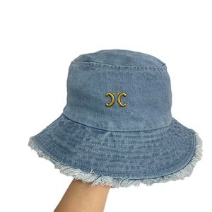 Designer breda grimhattar hink hattar designer denim hatt sommar tvättade hink hattar bob caps hip hop gorros män kvinnor vikbara breda grim solskydd hat gata mode mode